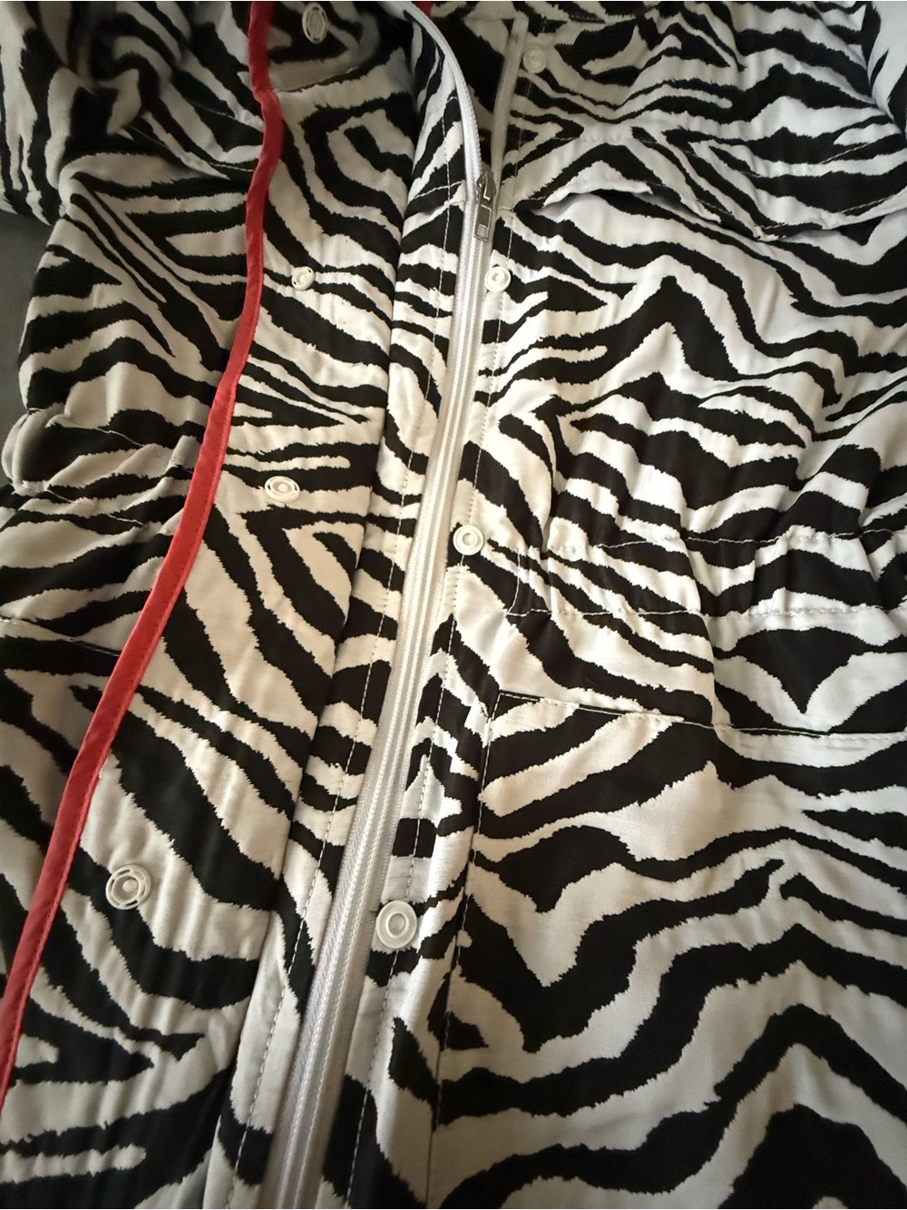 Luii Retro Zebra Print Zip Front Jacket with Coral/Pink Trip Women's Size S - Picture 10 of 15